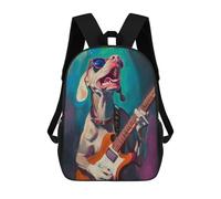 sinyumoney Rock Star Dog Guitar Art -2 Backpack School Bag Fashion Stationery Backpack Waterproof Casual Daypacks- Perfect for Travel, Work And Daily Use 17inch