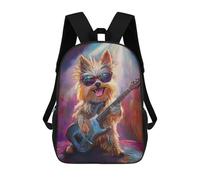 sinyumoney Rock Star Dog Guitar Art Print -1 Backpack School Bag Lightweight Casual Daypack School Backpacks for Teenage Girls Boys Women Men 17inch