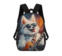 sinyumoney Rock Star Dog Guitar Painting -4 Children's Backpacks School Backpack 3D Printed for Kids Travel Rucksacks Book Bags Kids 17inch School Bag