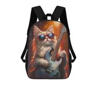 sinyumoney Rock Star Kitten Guitar School Backpack Water Resistant School Bag Business Backpack for Men/Women 17inch