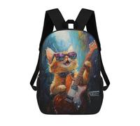sinyumoney Rock Star Kitten Guitarist Children's Backpacks 17inch School Backpack 3D Printed Bag Bookbag for Kids Travel Rucksacks Boy Girl Book Bags Kids School Bag