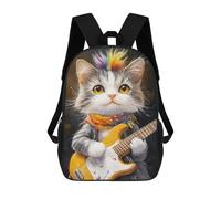 sinyumoney Rock Star Kitty Guitarist -2 Backpack School Bag Water Resistant School Bag Business Backpack for Boys/Girls/Teenagers 17inch