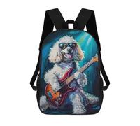 sinyumoney Rock Star Poodle Guitar Painting Rucksack Water Resistant Travel Backpack Computer Bag for Campus Outdoor Travel Sports 17inch