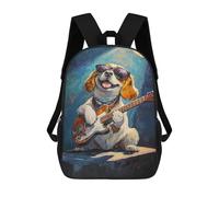 sinyumoney Rock Star Pup with Guitar -1 Backpack School Bag Business Durable Laptop Bag for Campus Outdoor Travel Sports 17inch
