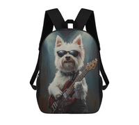 sinyumoney Rock Star Pup with Guitar -12 School Backpack Business Laptop Rucksack Bag Unisex Casual Daypack for Men, Women & Teenage Boys 17inch