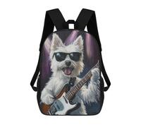 sinyumoney Rock Star Pup with Guitar -13 School Bag 3D Printed 17inch Backpacks Fashion Kids School Backpack Rucksacks for Boys Elementary And Middle School Students