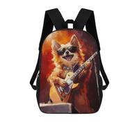 sinyumoney Rock Star Pup with Guitar -2 17inch School Bag 3D Printed Children's School Backpack Casual Fashion Travel Backpacks for Kids School Students
