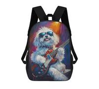 sinyumoney Rock Star Pup with Guitar -4 Backpack School Daypacks Business Backpack Water Resistant Bookbag for Camping Outdoor Adventures And Daily Travel 17inch