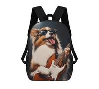 sinyumoney Rock Star Pup with Guitar -8 Children's Backpacks School Backpack 3D Printed for Kids Travel Rucksacks Book Bags Kids 17inch School Bag