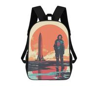 sinyumoney Rocket And Astronaut Backpack School Bag School Secondary High School College Backpack Travel for Boys/Girls/Teenagers 17inch