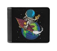 sinyumoney Rocket Astronaut Adventure 3D Print Clutch Purse Credit Card Slots Banknote Compartments Slim Elegant Wallets for Boys Girls 11.7cm*9.5cm