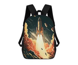 sinyumoney Rocket Blastoff School Backpack Daypacks Business Backpack Water Resistant Bookbag for Men/Women 17inch
