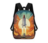 sinyumoney Rocket Go Space School Bag 3D Printed Children's School Backpack Casual Fashion Travel Backpacks for Kids School Students 17inch