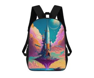 sinyumoney Rocket Island in The Sky School Backpack Secondary Causal Travel High School Bags for Campus Outdoor Travel Sports 17inch