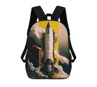 sinyumoney Rocket Launch Artwork Kids Children School Backpack 17 Inch Bookbags Casual Travel Rucksack Boys Girls Large Capacity Daypack 17inch