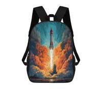 sinyumoney Rocket Launch Scene 3D Printed School Bag Children's School Backpack Schoolbags Travel Backpacks Casual Fashion Bag for Kids School Students 17inch