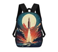 sinyumoney Rocket Liftoff School Bag Bookbag 3D Printed Children's Backpacks for Kids Boy Girl Book Bags Kids School Bag Travel Rucksacks 17inch