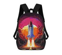 sinyumoney Rocket Space Backpack 3D Printed Children's School Backpack Kids Travel Backpacks High Capacity Book Bags Children's Backpack Rucksack 17inch