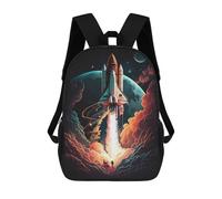 sinyumoney Rocket Take Off Kids' Book Bag 3D Printing School Bag Boys And Girls Cool Knapsack Casual Back Bag for School Students 17inch