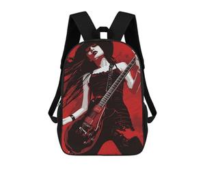 sinyumoney Rockstar Woman with Electric Guitar School Backpack Large Water Resistant Laptop Backpack for Boys/Girls/Teenagers 17inch