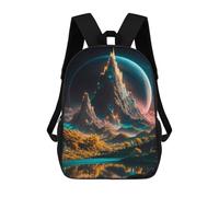 sinyumoney Rocky Castle Backpack 3D Printed Children's School Backpack Kids Travel Backpacks High Capacity Book Bags Children's Backpack Rucksack 17inch