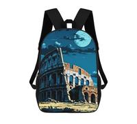 sinyumoney Roman Colosseum Children's Backpacks School Backpack 3D Printed for Kids Travel Rucksacks Book Bags Kids 17inch School Bag