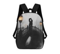 sinyumoney Romantic Bridge Kiss in Charcoal And Lantern Glow 3D Printed Kids Backpacks Boys Fashion School Bag Travel Backpacks School Bags for Boys Elementary School Students 17inch