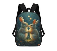 sinyumoney Romantic Bunny Kisses School Backpack 3D Printed Children's 17inch Backpacks Bag Bookbag for Kids Boy Girl Book Bags Kids School Bag Travel Rucksacks