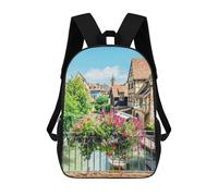 sinyumoney Romantic Colmar Children's School Backpack Fashion Casual 17inch 3D Printed School Bags Boy School Backpack Large Backpack