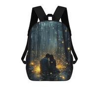 sinyumoney Romantic Couple in Magic Forest with Glowing Fireflies 3D Printed School Bag Children's School Backpack Schoolbags Travel Backpacks Casual Fashion Bag for Kids School Students 17inch