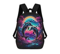 sinyumoney Romantic Dolphins Backpack School Fashion Stationery Backpack Waterproof Casual Daypacks for Boys/Girls/Teenagers 17inch