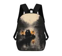 sinyumoney Romantic Lake Sunset in Monochrome Style 3D Printed Kids School Bag Rucksacks Children's School Fashion Casual Back Pack High Capacity Travel Book Bags Backpack for Kids 17inch