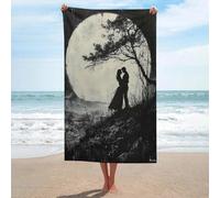 sinyumoney Romantic Moonlit Embrace - Charcoal Style Towels Bathroom Lightweight Soft Absorbent Beach Towel Perfect The Home 130cm*80cm