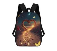 sinyumoney Romantic Pathway with Heart Shape Children's School Backpack Fashion Casual Children's Backpacks 3D Printed School Bags Boy Large Backpack 17inch