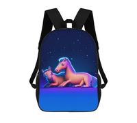 sinyumoney Romantic Ponies Backpacks Kids Student Schoolbag 3D Printed Backpacks Elementary And Middle School Students Backpacks for Boys Girls 17inch