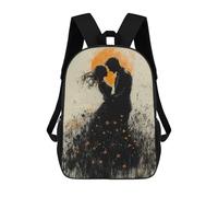 sinyumoney Romantic Silhouette with Golden Glow And Wildflowers Rucksacks 3D Printed Children Backpacks Fashion Casual Daypack Cute Travel Bags Outdoor Casual Daypack for Boy And Girl 17inch