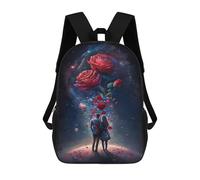 sinyumoney Romantic Space Rose Couple Backpacks Kids 17inch School Backpack School Bag 3D Printed School Bag for Boys Elementary And Middle School Students