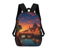 sinyumoney Romantic Sunset in Venice Backpack Kids School Bag Boys Cartoon 3D Print Students Schoolbag Laptop Daypack for Boys Girls 17inch