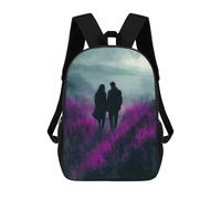 sinyumoney Romantic Walk Through Lavender Purple Fields in Charcoal Style Backpack School Bag Water Resistant Travel Backpack Computer Bag for Teenage Girls Boys Women Men 17inch