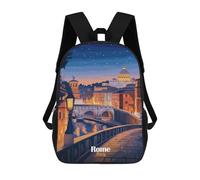 sinyumoney Rome Cityscape at Dusk 3D Printed School Bag Children's School Backpack Schoolbags Travel Backpacks Casual Fashion Bag for Kids School Students 17inch