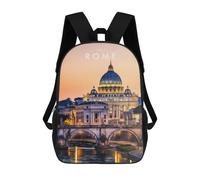 sinyumoney Rome Cityscape at Sunset 3D Printed School Bag Children's School Backpack Schoolbags Travel Backpacks Casual Fashion Bag for Kids School Students 17inch