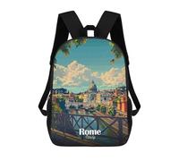 sinyumoney Rome Cityscape Children's Backpack, 3D Printed School Backpack, Backpack for Boys Girls, Adjustable School Bag for Primary School 17inch