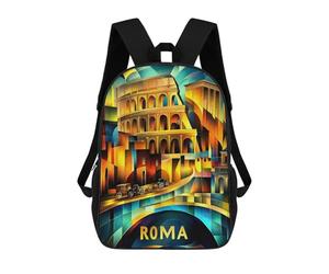 sinyumoney Rome Cubist Heritage - Modern Geometric Colosseum Children's School Backpack 3D Printed for Kids Travel Rucksacks Book Bags Kids School Bag 17inch