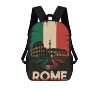 sinyumoney Rome Italy Travel Kids Backpack, Kids School Bag 3D Printed School Backpacks for Boys And Teenager School Students 17inch