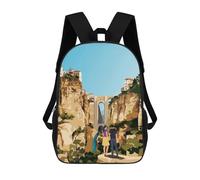 sinyumoney Ronda Travel Print 3D Printed School Backpack Casual Children's Backpacks 3D Printed School Bag for Boys Elementary And Middle 17inch