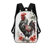 sinyumoney Rooster Chicken Japan Art Children's School Backpack 3D Printed for Kids Travel Rucksacks Book Bags for Boys Elementary School Students 17inch