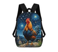 sinyumoney Rooster Chicken Starry Night Rucksack School Secondary High School College Backpack Travel for Teenage Girls Boys Women Men 17inch