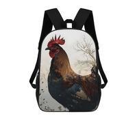 sinyumoney Rooster Double Exposure Rucksacks 3D Printed Children Backpacks Fashion Casual Daypack Cute Travel Bags Outdoor Casual Daypack for Boy And Girl 17inch
