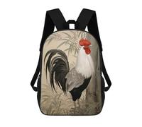 sinyumoney Rooster in Bamboo Forest Kids Backpack, Kids School Bag 3D Printed School Backpacks for Boys And Teenager School Students 17inch