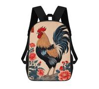 sinyumoney Rooster Japanese Art Backpack School Lightweight Airport College Students Back Pack for Men, Women & Teenage Boys 17inch